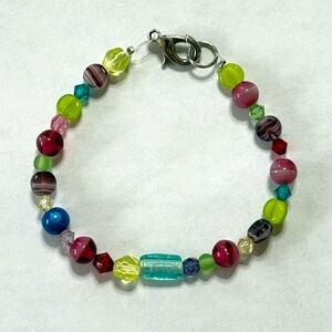 Handmade Colorful Glass Beaded Bracelet 6 Inches New